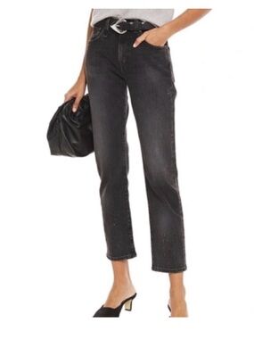 R13 Stove Pipe Addison Japanese Denim Black Paint straight Leg Jeans Sz 27